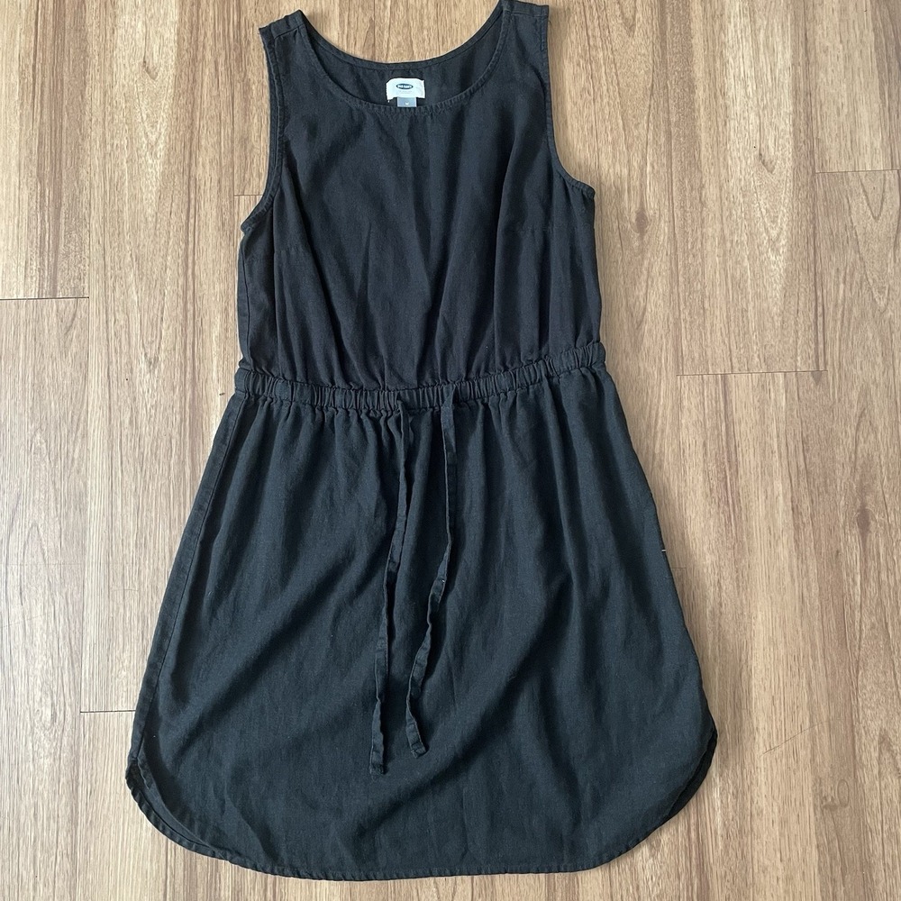 Old Navy Womens Linen-Blend Dress Black Size Small Tunic Boho Cottage Summercore